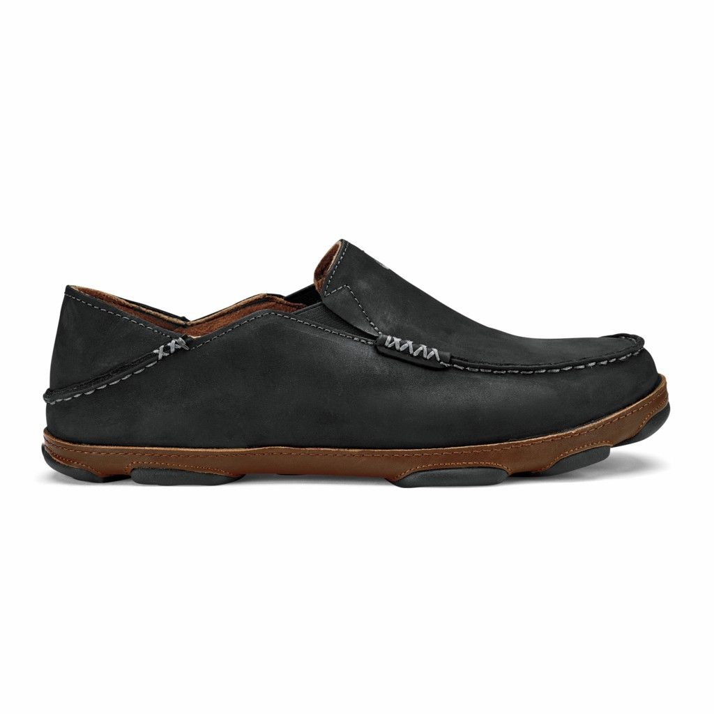 Olukai Men's Moloa Slip On Shoe - Black / Toffee US316-428